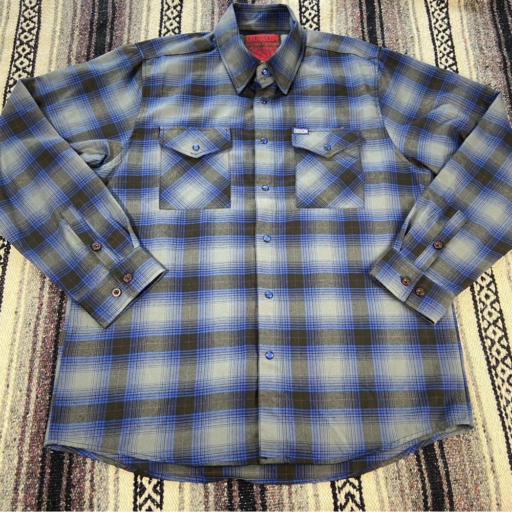 DIXXON Flannel Co The Starboard Blue Shadow Plaid Men's Pearl Snap Shirt Large
